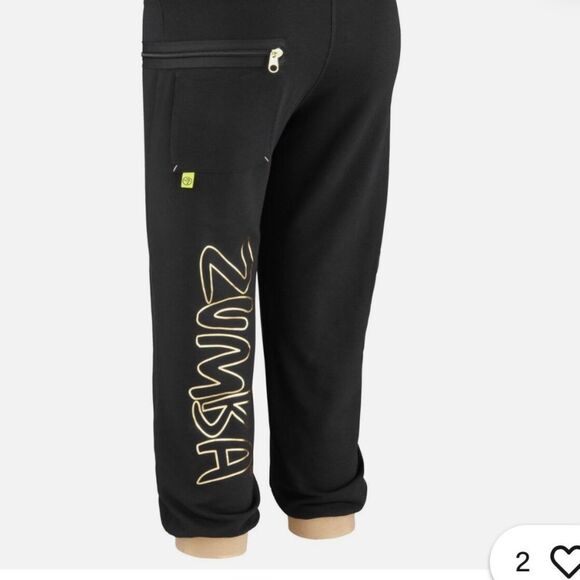 Zumba 2 Piece Set GALACTIC GOLD Comfy Capris Sweat Pants + Top - Picture 5 of 17